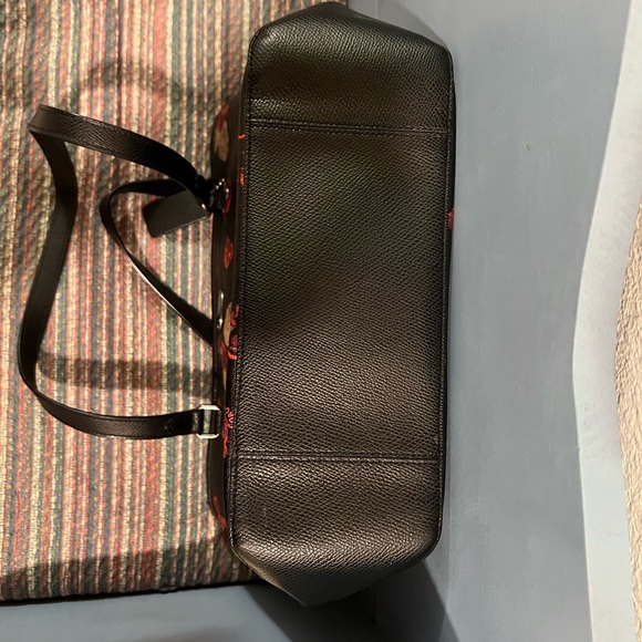 Coach Black Tote with Red and Beige Floral Pattern - Picture 9 of 9